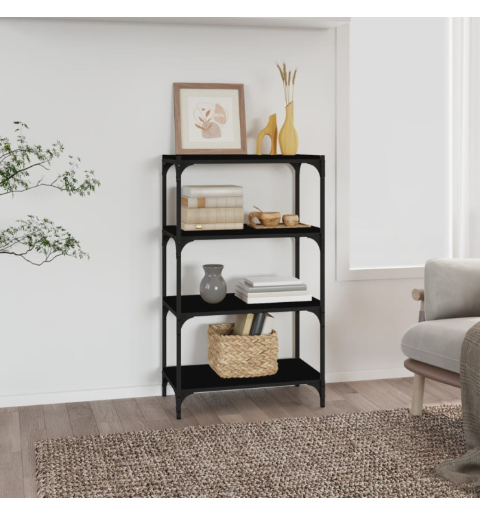 Bibliothèque Noir 60x33x100 cm Bois d'ingénierie et acier | Mobilier & Déco