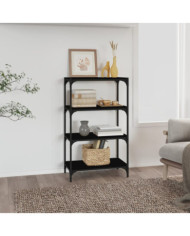 Bibliothèque Noir 60x33x100 cm Bois d'ingénierie et acier | Mobilier & Déco