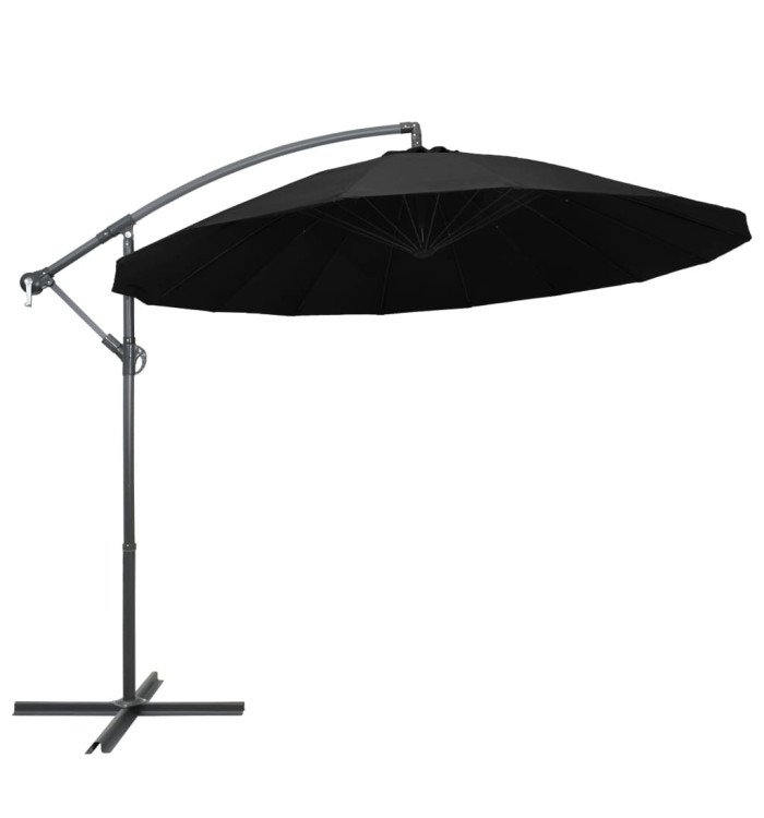 Parasol suspendu avec poteau noir 3 m | Mobilier & Déco