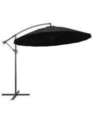 Parasol suspendu avec poteau noir 3 m | Mobilier & Déco