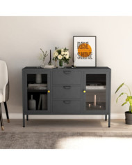 Buffet Anthracite 105x35x70 cm Acier et verre trempé | Mobilier & Déco