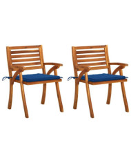 Chaises à manger de jardin avec coussins lot de 2 Acacia massif | Mobilier & Déco