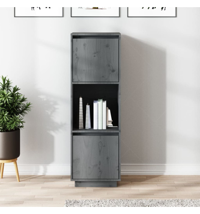 Buffet haut Gris 38x35x117 cm Bois massif de pin | Mobilier & Déco