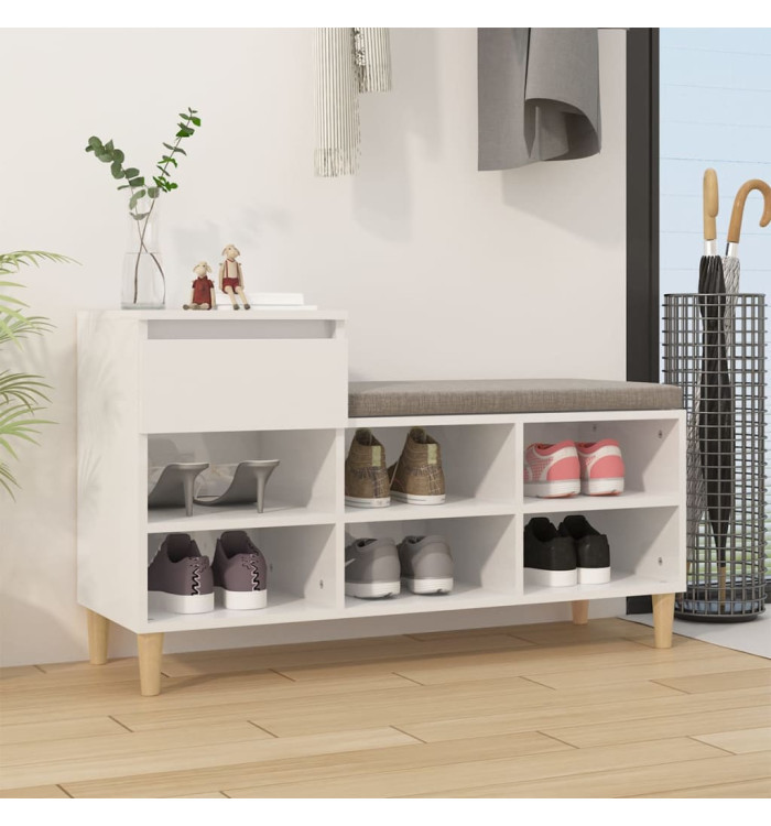Armoire à chaussure Blanc brillant 102x36x60 cm Bois ingénierie | Mobilier & Déco