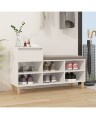 Armoire à chaussure Blanc brillant 102x36x60 cm Bois ingénierie | Mobilier & Déco