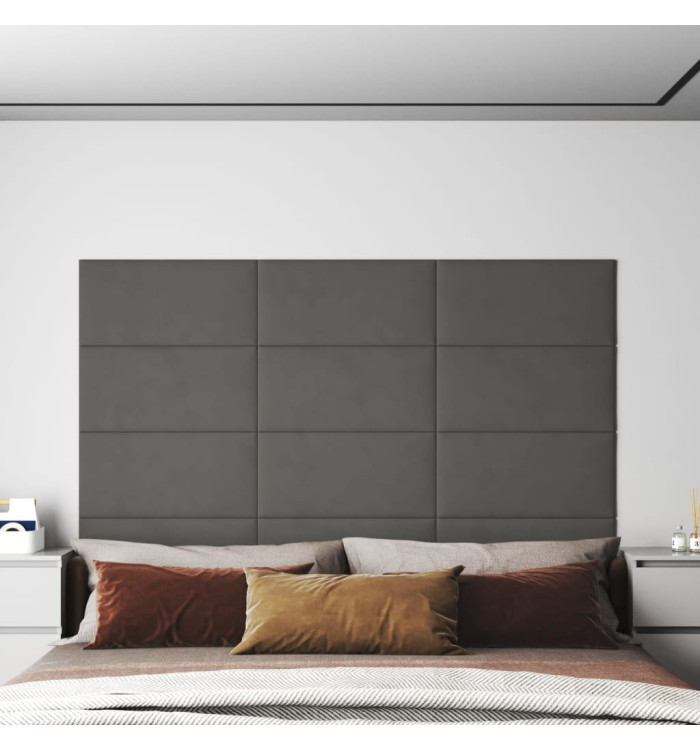 Panneaux muraux 12 pcs Gris foncé 60x30 cm Velours 2,16 m² | Mobilier & Déco