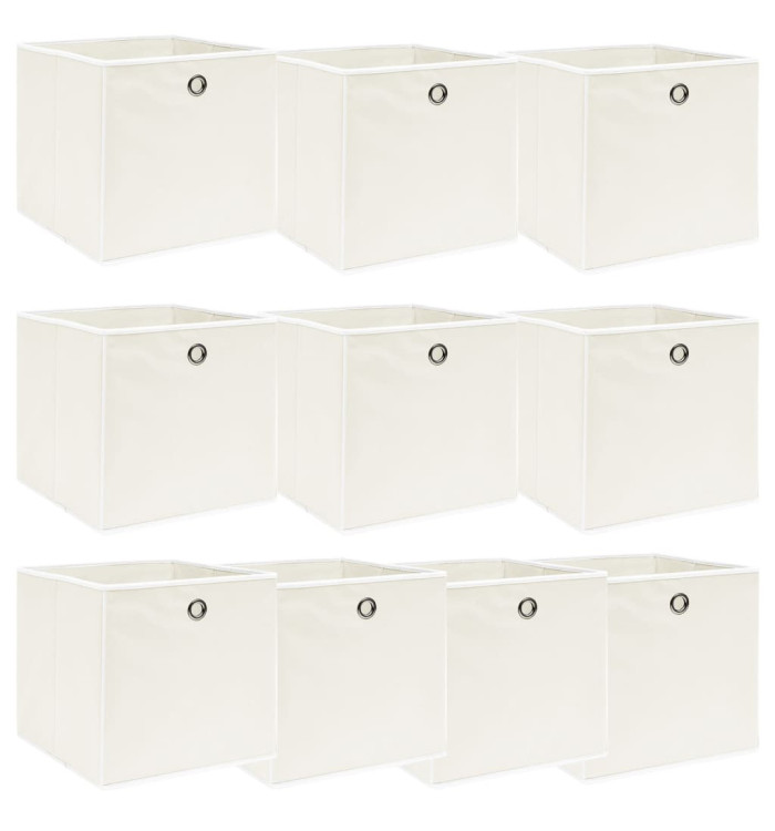 Boîtes de rangement 10 pcs Blanc 32x32x32 cm Tissu | Mobilier & Déco