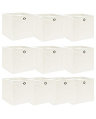 Boîtes de rangement 10 pcs Blanc 32x32x32 cm Tissu | Mobilier & Déco