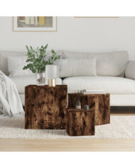 Tables d'appoint 3 pcs Chêne fumé Bois d'ingénierie | Mobilier & Déco
