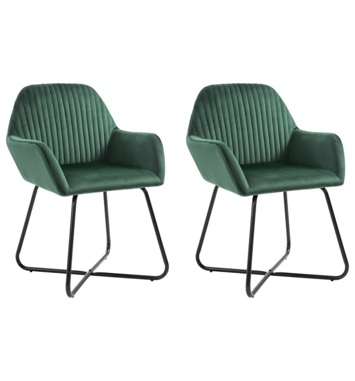 Chaises à manger lot de 2 vert velours | Mobilier & Déco