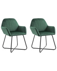 Chaises à manger lot de 2 vert velours | Mobilier & Déco