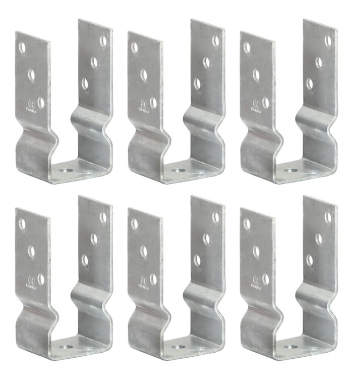 Piquets de clôture 6 pcs Argenté 7x6x15 cm Acier galvanisé | Mobilier & Déco