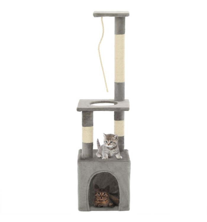 Arbre à chat avec griffoirs en sisal 109 cm Gris | Mobilier & Déco