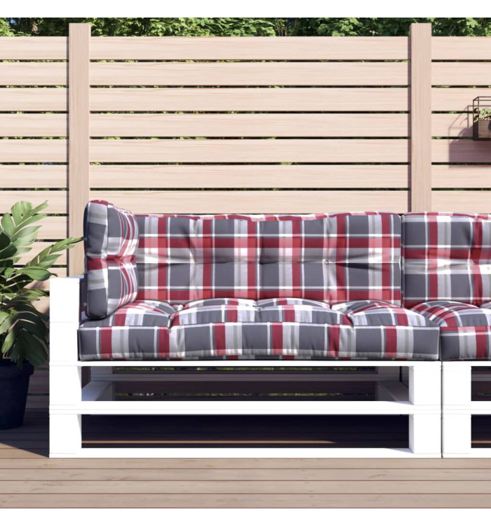 Coussins de palette lot de 3 motif à carreaux rouge tissu | Mobilier & Déco