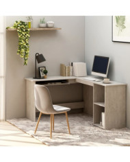 Bureau d'angle en forme de L Gris Béton Bois d'ingénierie | Mobilier & Déco