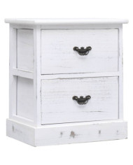 Table de chevet Blanc 38x28x45 cm Bois de Paulownia | Mobilier & Déco