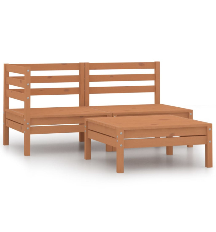 Salon de jardin 3 pcs Bois de pin massif Marron miel | Mobilier & Déco