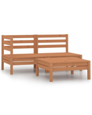 Salon de jardin 3 pcs Bois de pin massif Marron miel | Mobilier & Déco