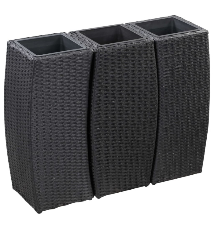 Lits surélevés de jardin 3 pcs Résine tressée Noir | Mobilier & Déco