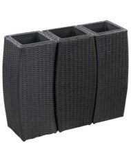Lits surélevés de jardin 3 pcs Résine tressée Noir | Mobilier & Déco