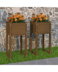 Jardinières 2 pcs Marron miel 40x40x81 cm Bois massif de pin | Mobilier & Déco