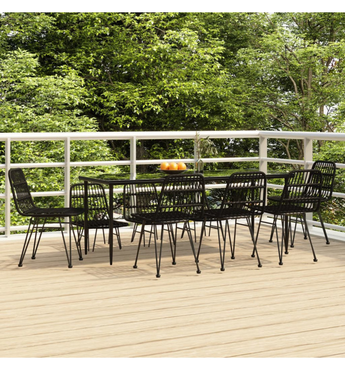 Ensemble à manger de jardin 9 pcs Noir Résine tressée | Mobilier & Déco