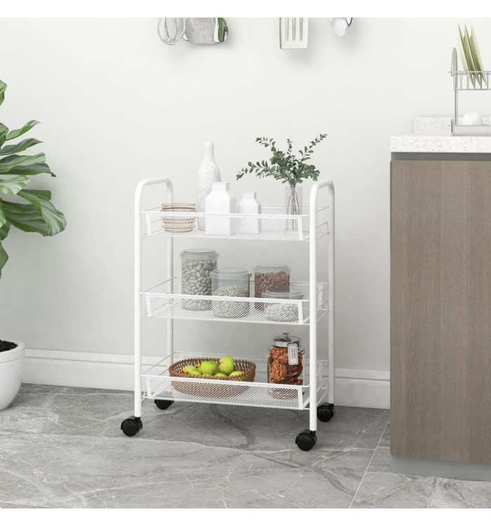 Chariot de cuisine à 3 niveaux Blanc 46x26x64 cm Fer | Mobilier & Déco