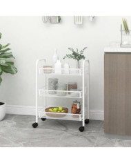 Chariot de cuisine à 3 niveaux Blanc 46x26x64 cm Fer | Mobilier & Déco