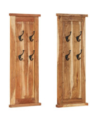 Porte-manteaux 2 pcs Bois massif d'acacia 38x100 cm | Mobilier & Déco