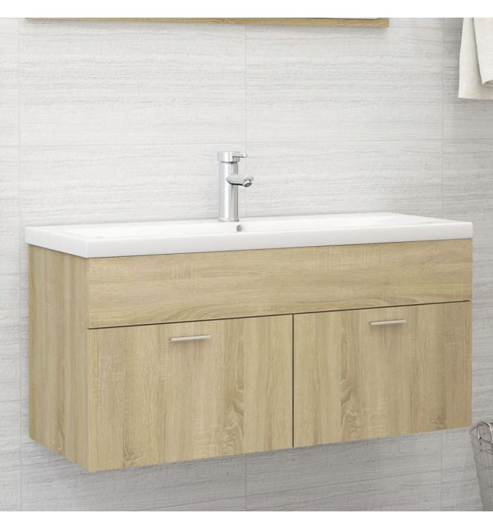 Armoire d'évier avec lavabo intégré Chêne sonoma Aggloméré | Mobilier & Déco