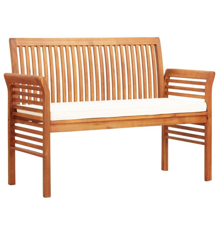 Banc de jardin 2 places avec coussin 120cm Bois d'acacia massif | Mobilier & Déco