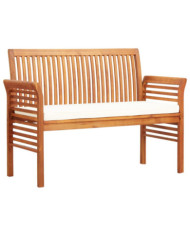 Banc de jardin 2 places avec coussin 120cm Bois d'acacia massif | Mobilier & Déco