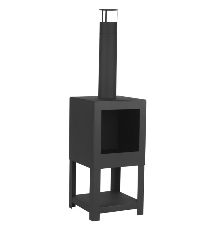 Esschert Design Cheminée d'extérieur avec rangement de bois Noir FF410 | Mobilier & Déco
