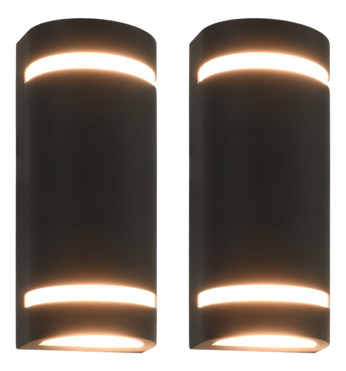 Appliques murales d'extérieur 2 pcs 35 W Noir Demi-rond | Mobilier & Déco