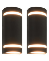 Appliques murales d'extérieur 2 pcs 35 W Noir Demi-rond | Mobilier & Déco