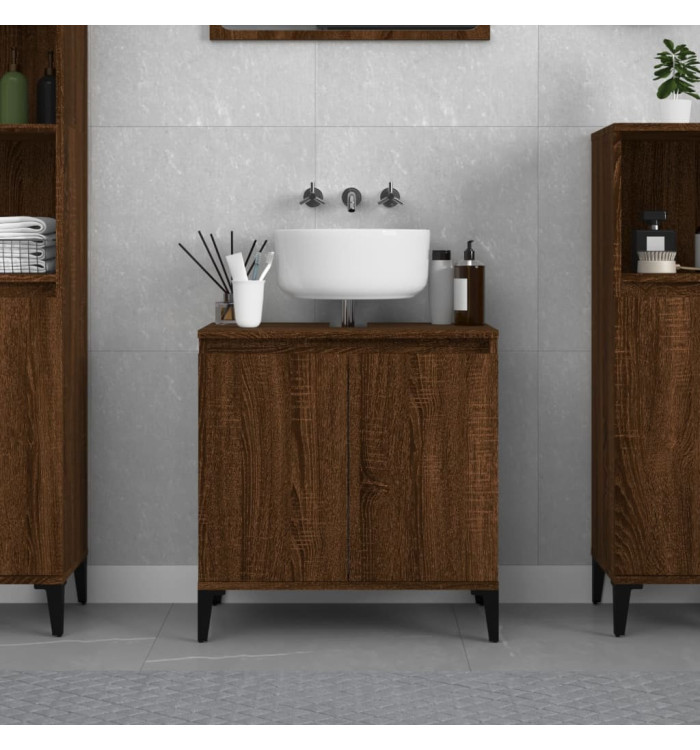 Meuble d'évier chêne marron 58x33x60 cm bois d'ingénierie | Mobilier & Déco