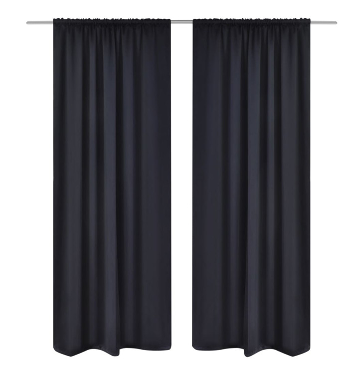 2 pcs Rideau Blackout Occultant Noir Tête à Fente 135 x 245 cm | Mobilier & Déco
