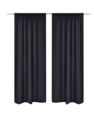 2 pcs Rideau Blackout Occultant Noir Tête à Fente 135 x 245 cm | Mobilier & Déco