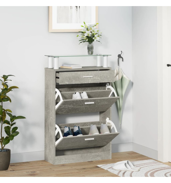 Armoire à chaussures Gris béton 63x24x104 cm Bois d'ingénierie | Mobilier & Déco
