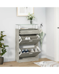 Armoire à chaussures Gris béton 63x24x104 cm Bois d'ingénierie | Mobilier & Déco