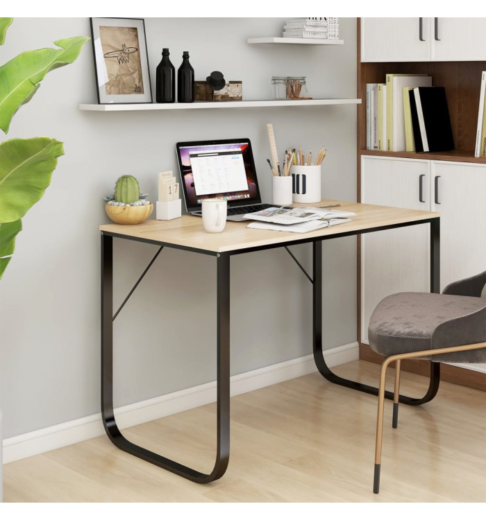 Bureau d'ordinateur Noir et chêne 110x60x73 cm Aggloméré | Mobilier & Déco