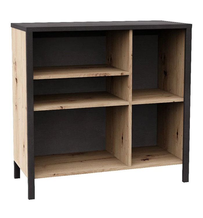 FMD Commode avec 5 compartiments ouverts Chêne artisanal Acier foncé | Mobilier & Déco