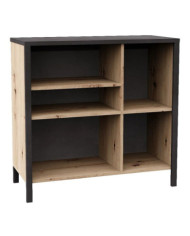 FMD Commode avec 5 compartiments ouverts Chêne artisanal Acier foncé | Mobilier & Déco