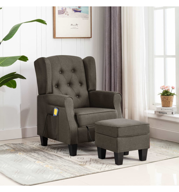 Fauteuil de massage avec repose-pied Taupe Tissu | Mobilier & Déco