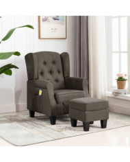 Fauteuil de massage avec repose-pied Taupe Tissu | Mobilier & Déco