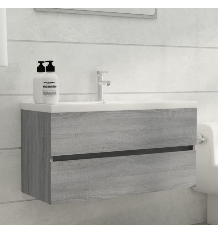 Armoire d'évier Sonoma gris 90x38,5x45 cm Bois d'ingénierie | Mobilier & Déco
