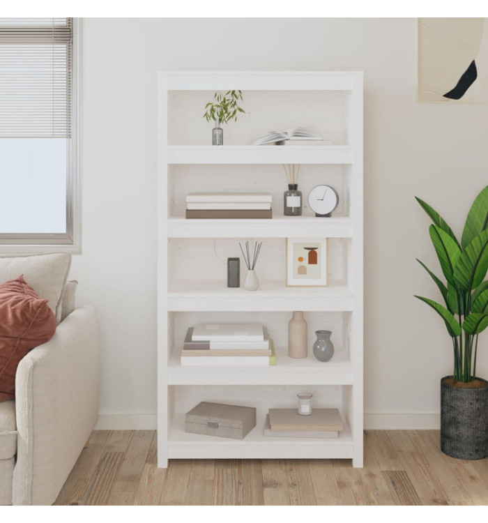 Bibliothèque Blanc 80x35x154 cm Bois de pin massif | Mobilier & Déco