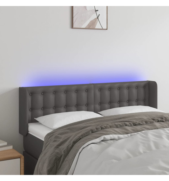 Tête de lit à LED Gris 147x16x78/88 cm Similicuir | Mobilier & Déco