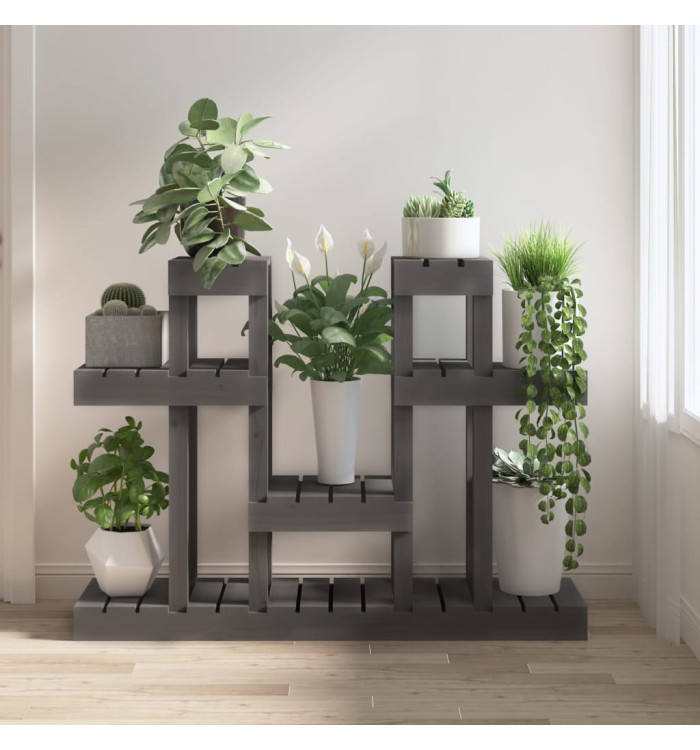 Support à plantes Gris 104,5x25x77,5 cm Bois massif de pin | Mobilier & Déco