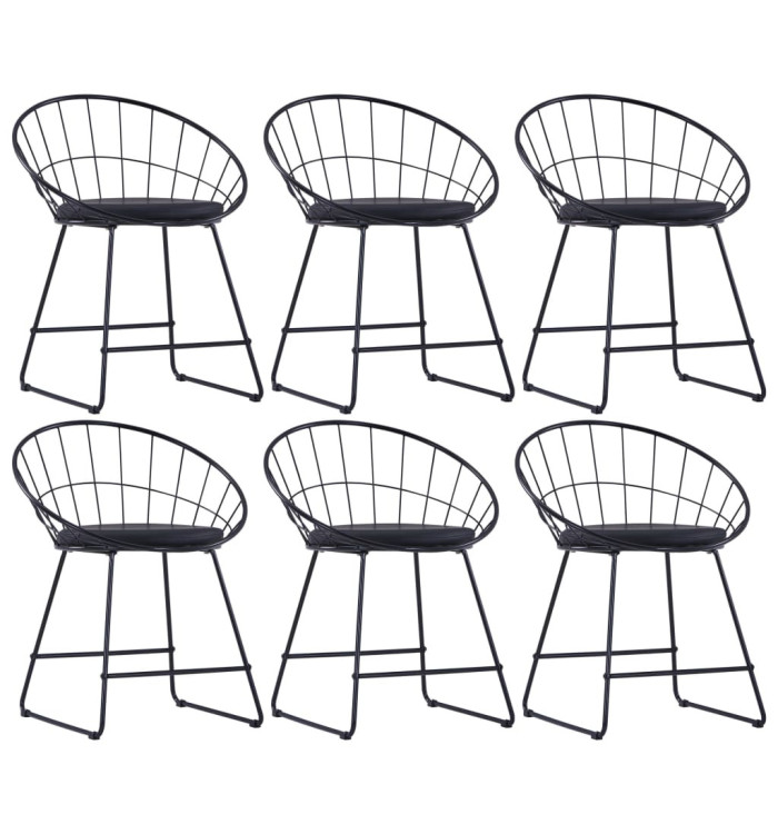 Chaises à manger similicuir lot de 6 noir acier | Mobilier & Déco